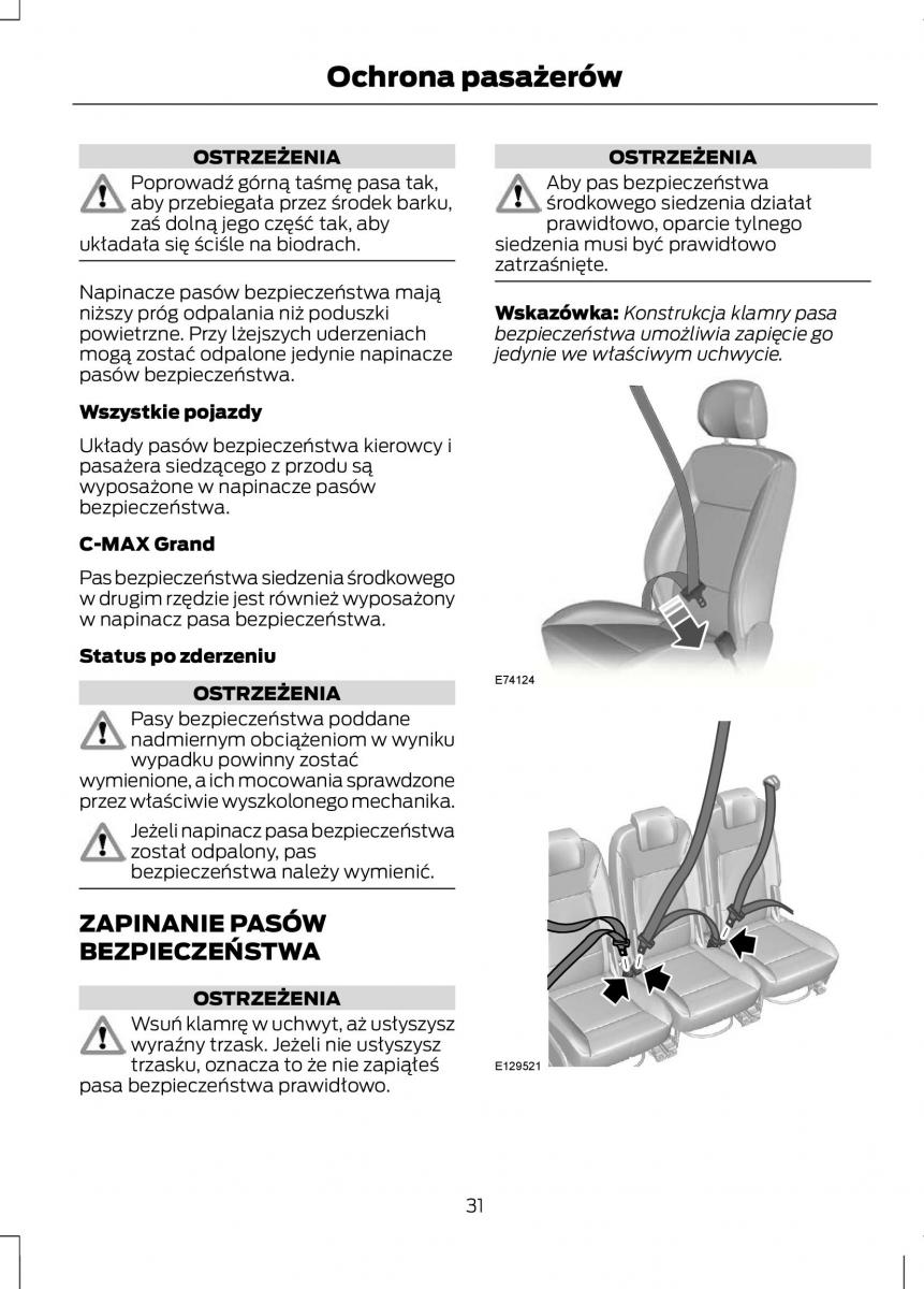 Ford C Max II 2 instrukcja obslugi / page 33