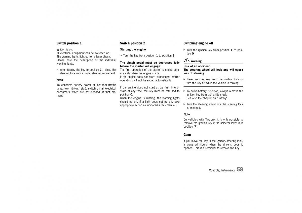 Porsche 911 996 owners manual / page 59