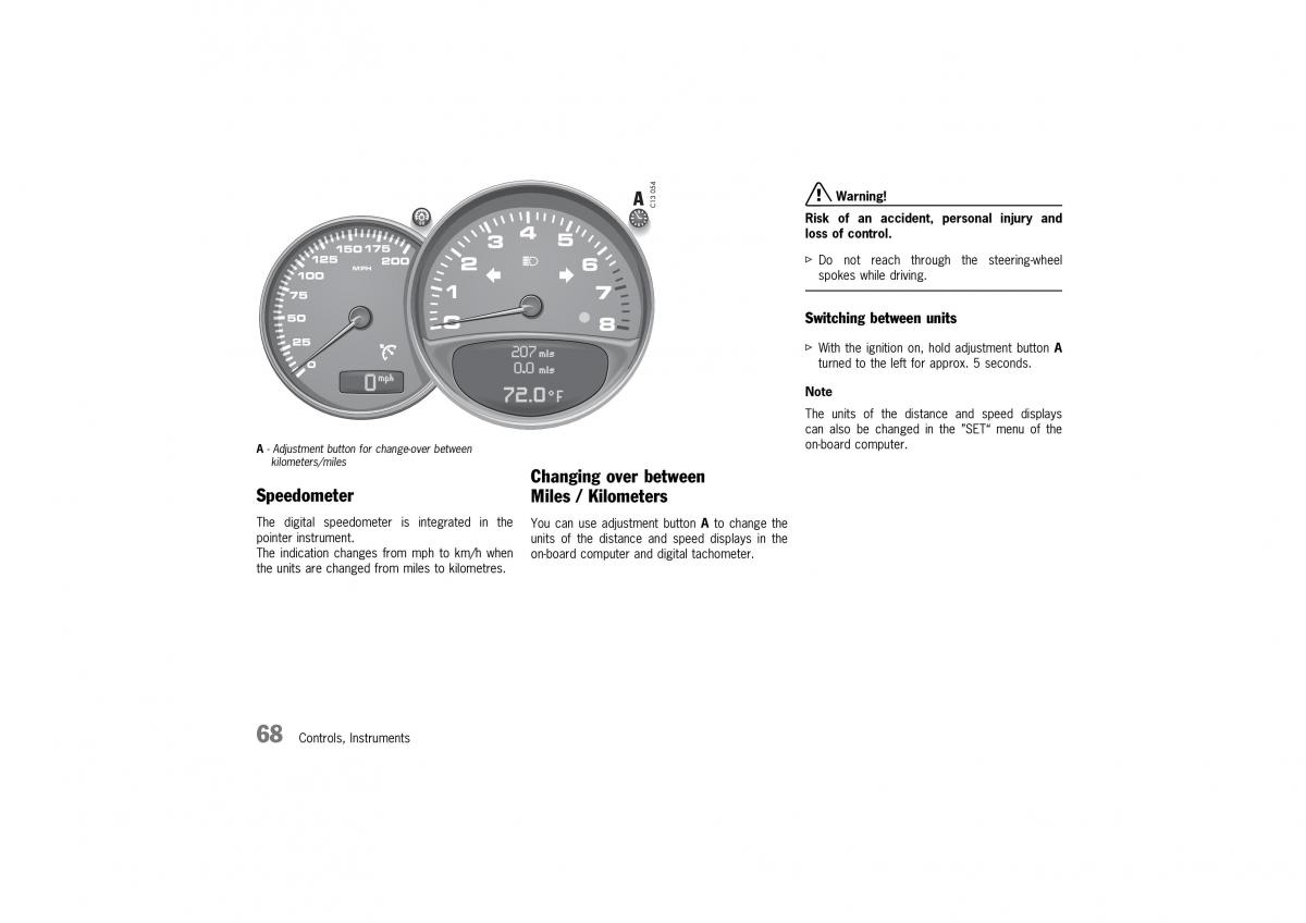 Porsche 911 996 owners manual / page 68