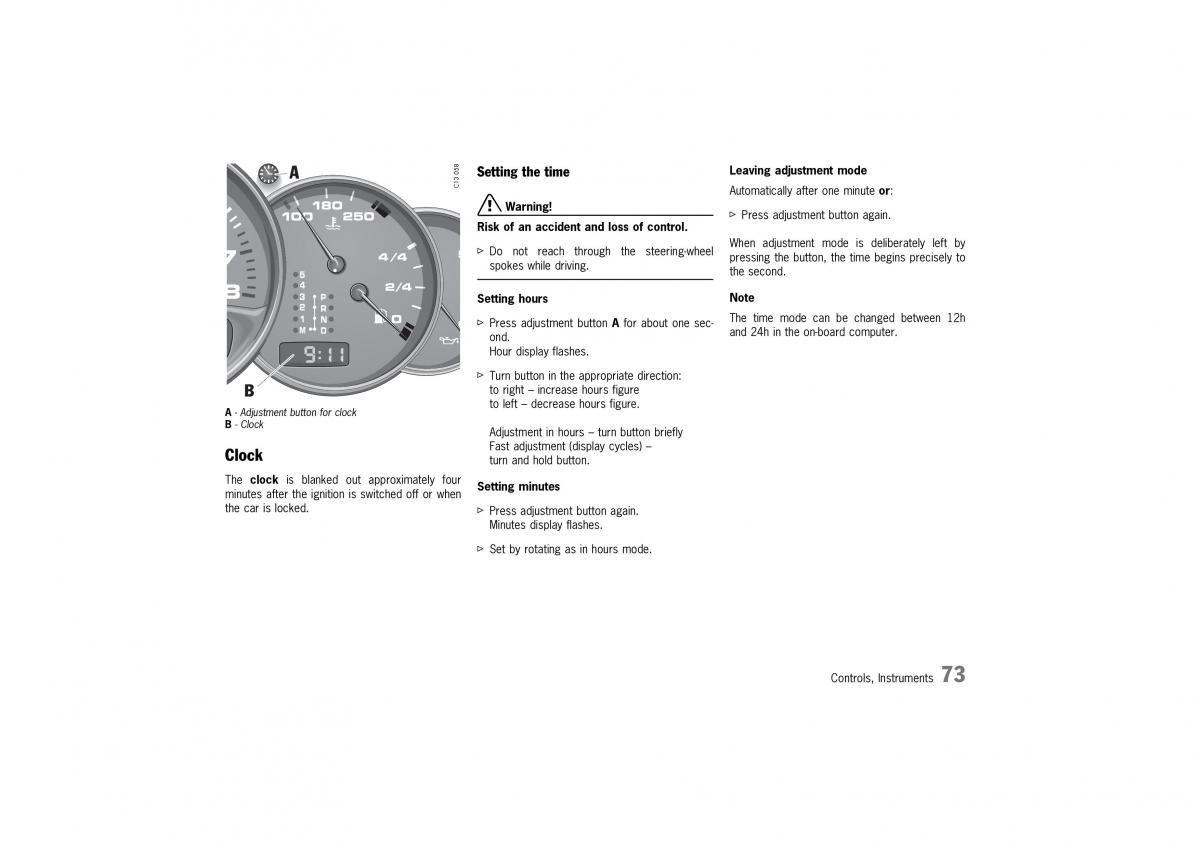 Porsche 911 996 owners manual / page 73