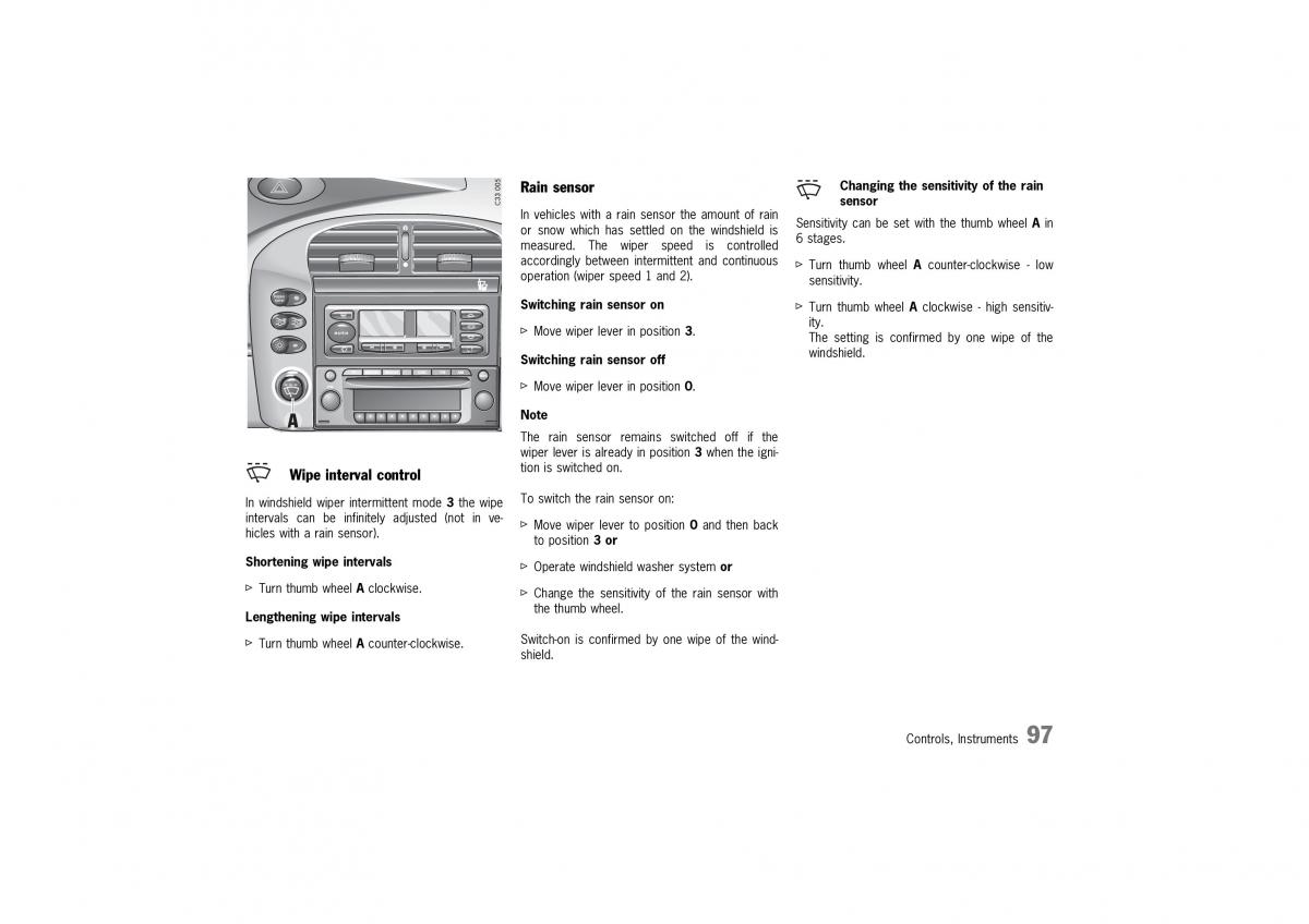 Porsche 911 996 owners manual / page 97