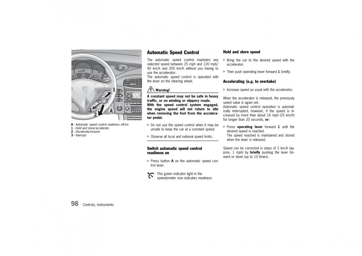 Porsche 911 996 owners manual / page 98