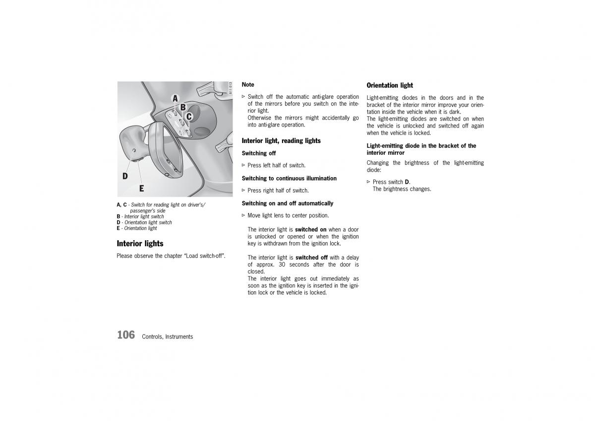 Porsche 911 996 owners manual / page 106