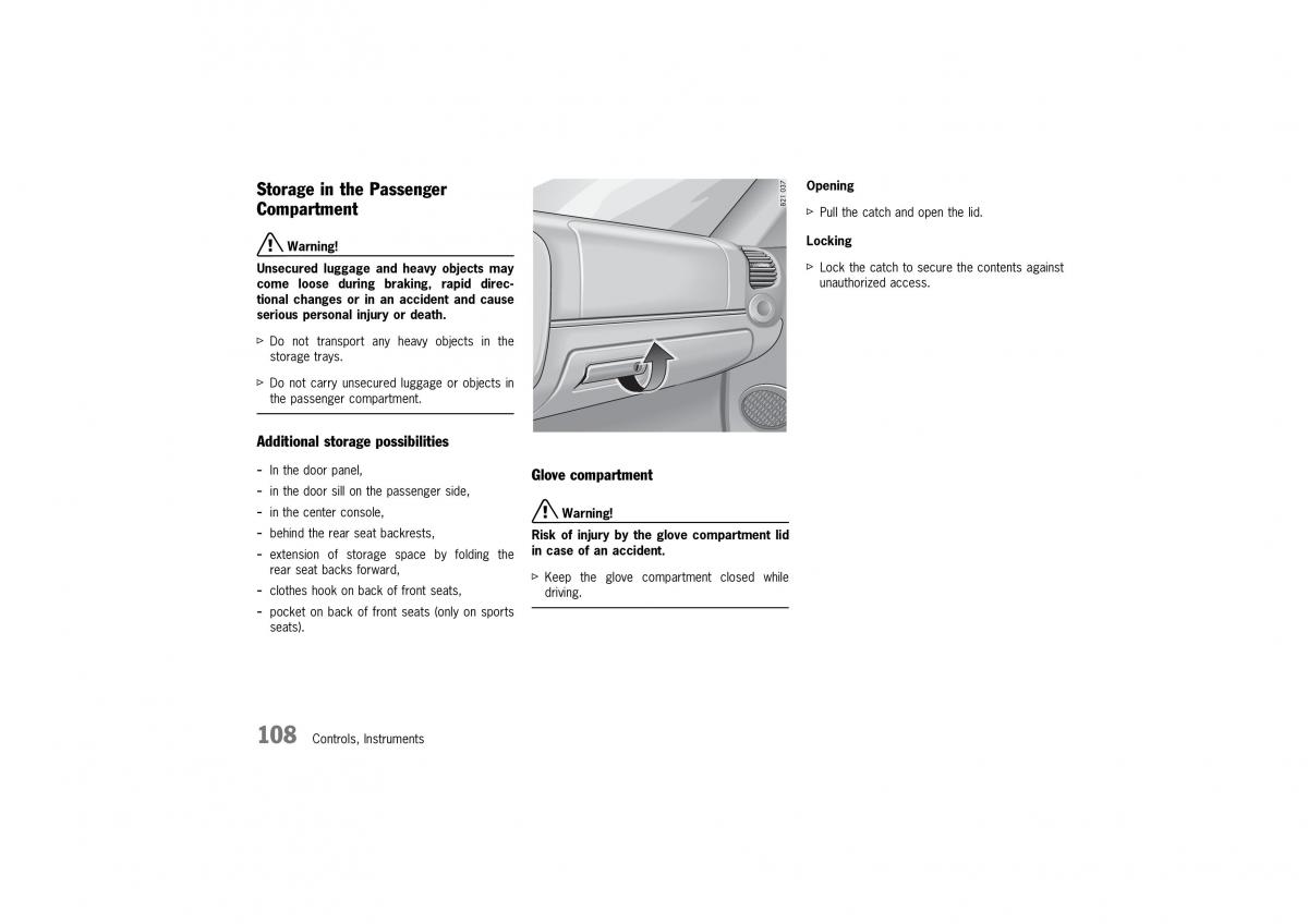 Porsche 911 996 owners manual / page 108