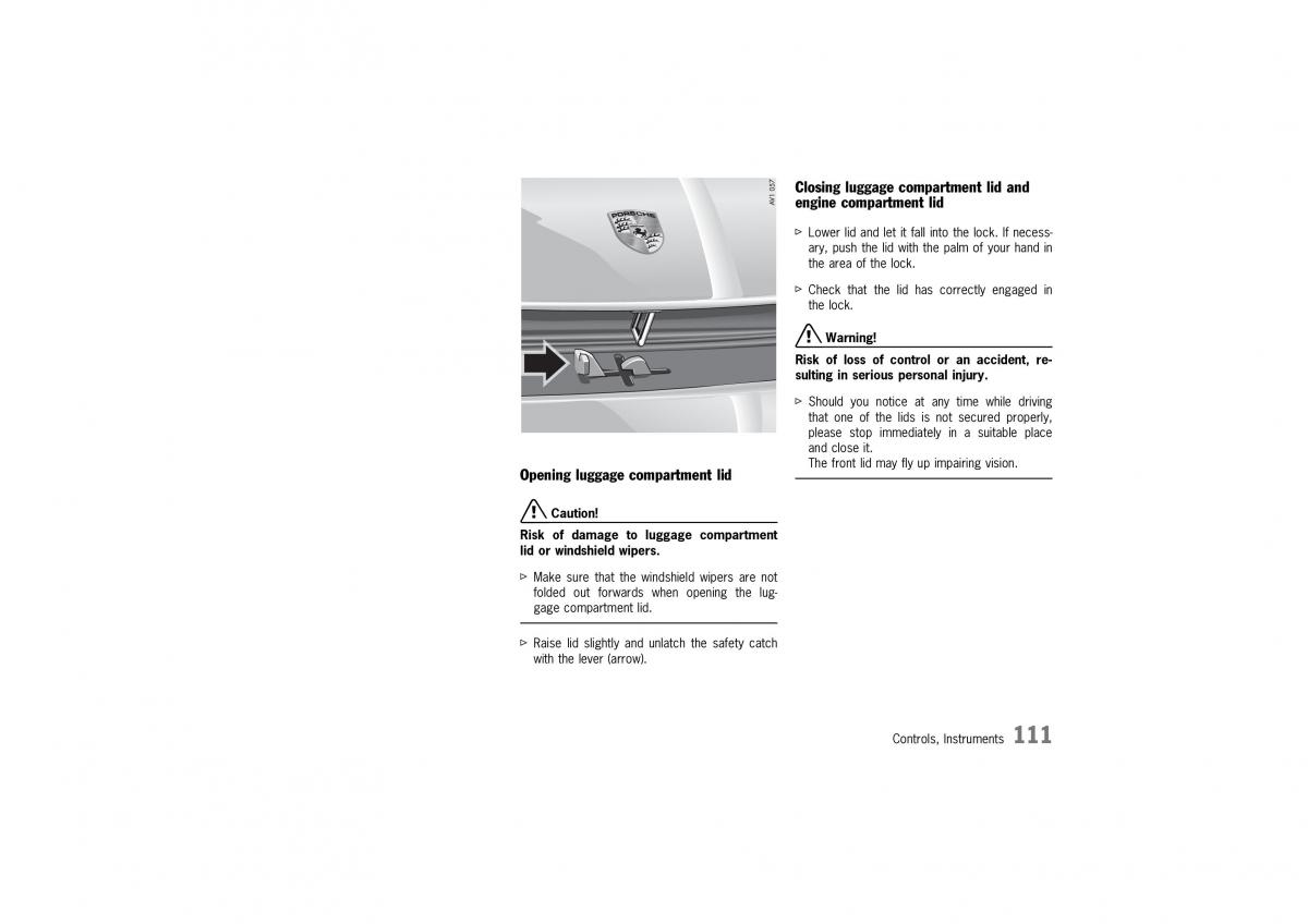 Porsche 911 996 owners manual / page 111