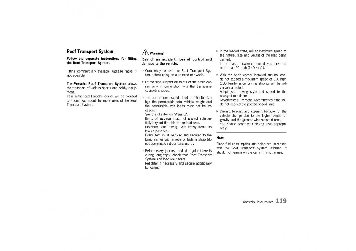 Porsche 911 996 owners manual / page 119