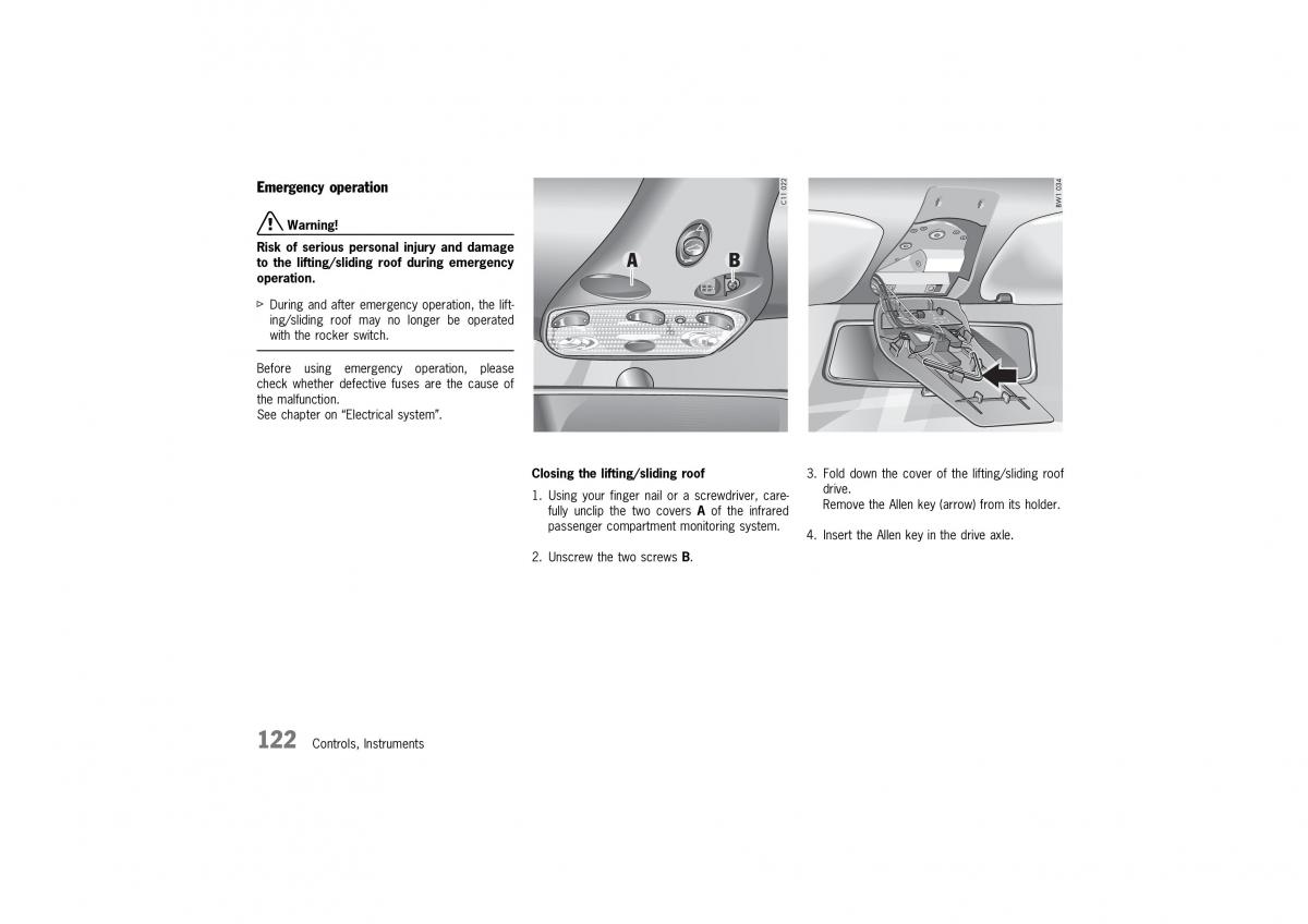 Porsche 911 996 owners manual / page 122