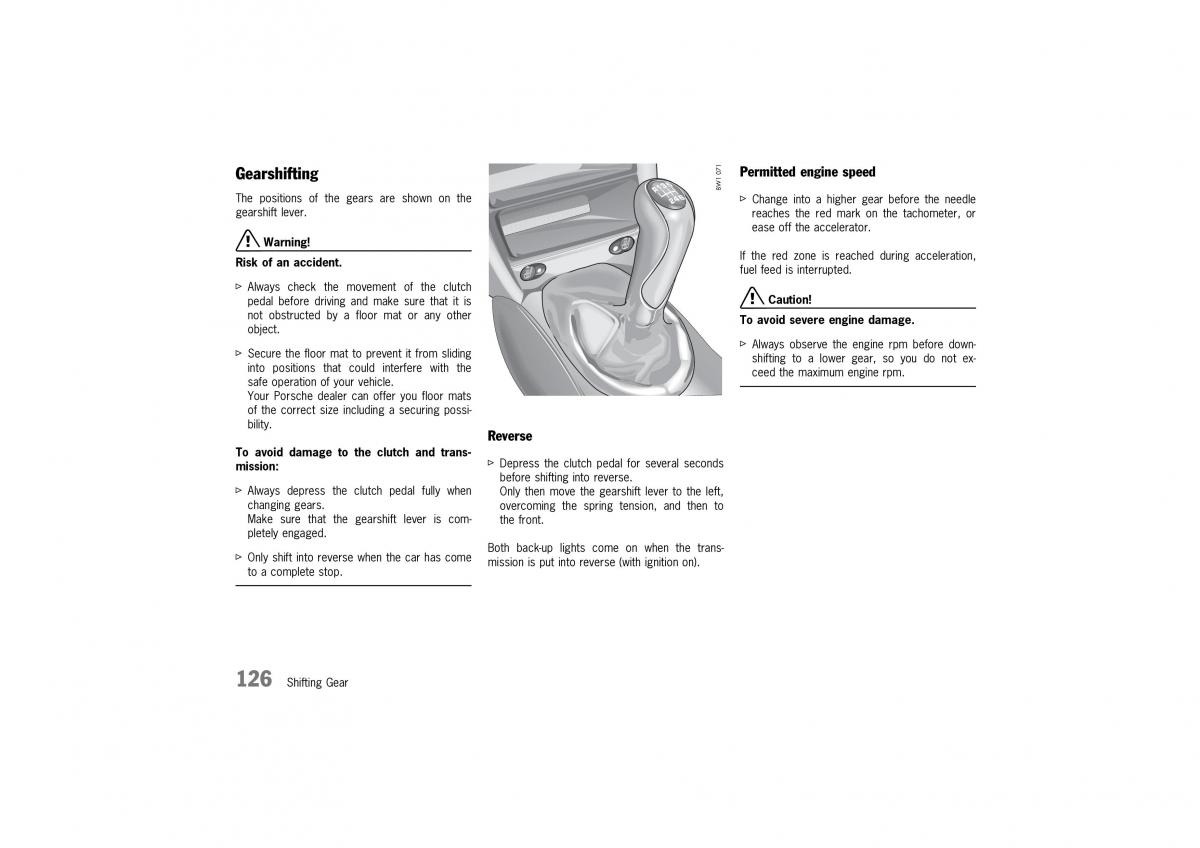 Porsche 911 996 owners manual / page 126