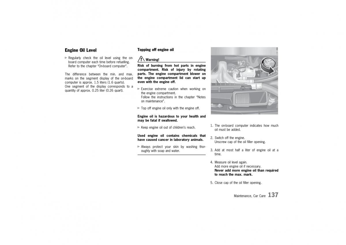 Porsche 911 996 owners manual / page 137