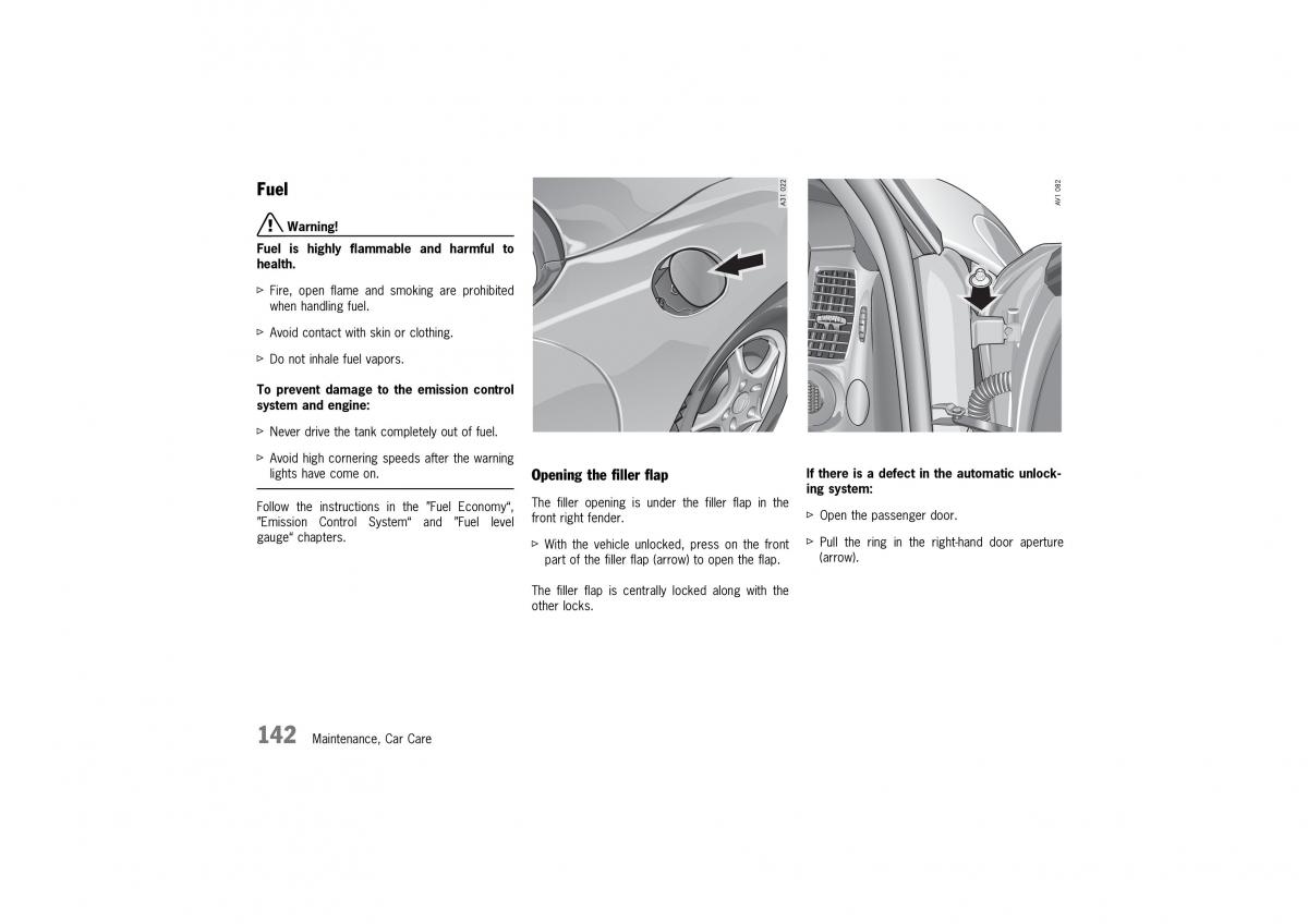 Porsche 911 996 owners manual / page 142