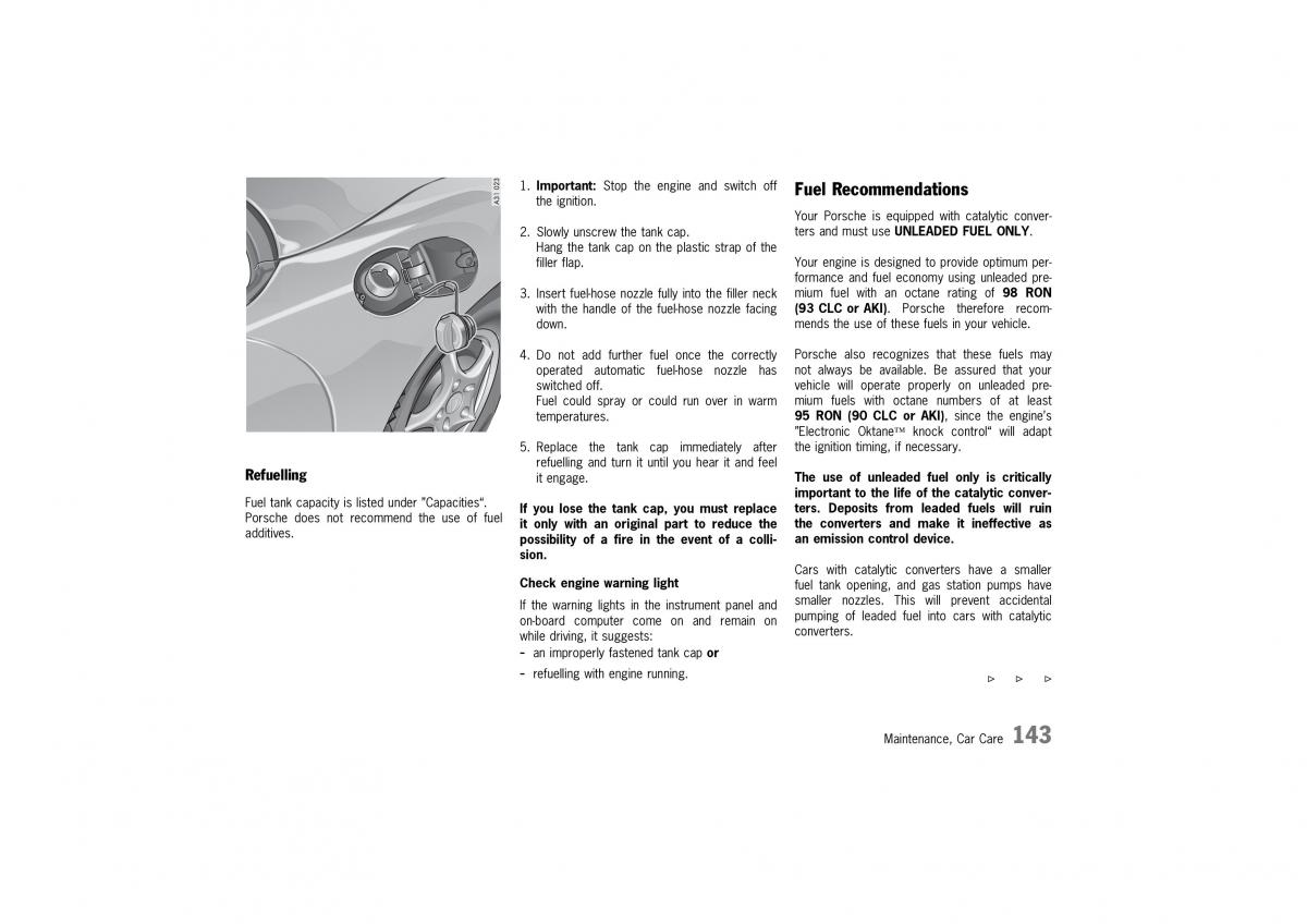 Porsche 911 996 owners manual / page 143