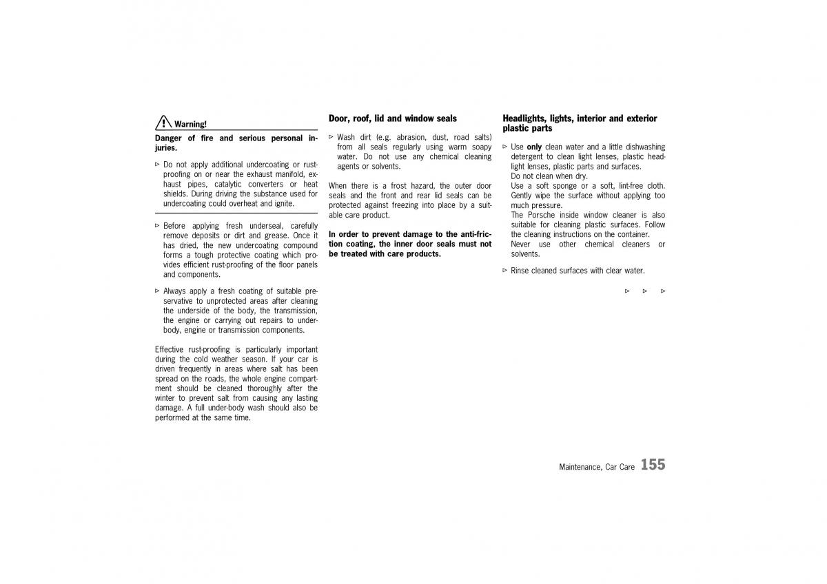 Porsche 911 996 owners manual / page 155