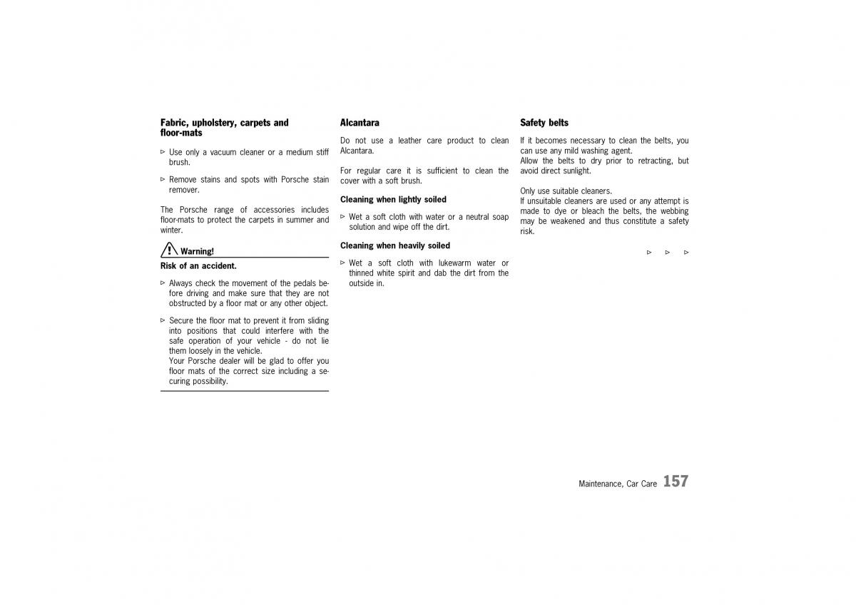 Porsche 911 996 owners manual / page 157