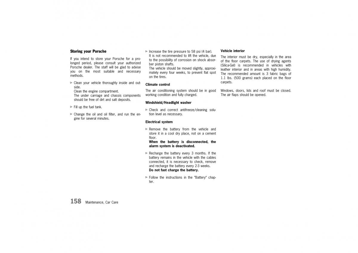 Porsche 911 996 owners manual / page 158