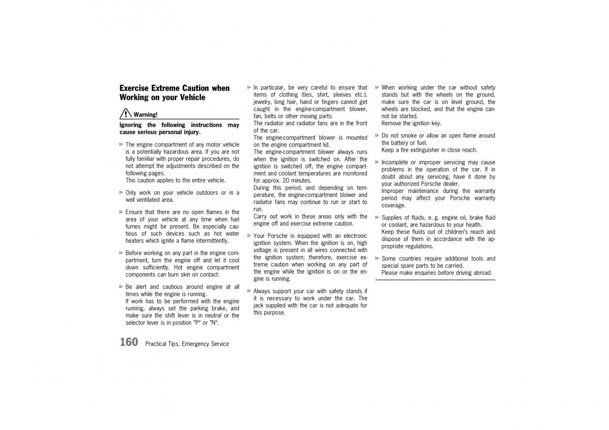 Porsche 911 996 owners manual / page 160