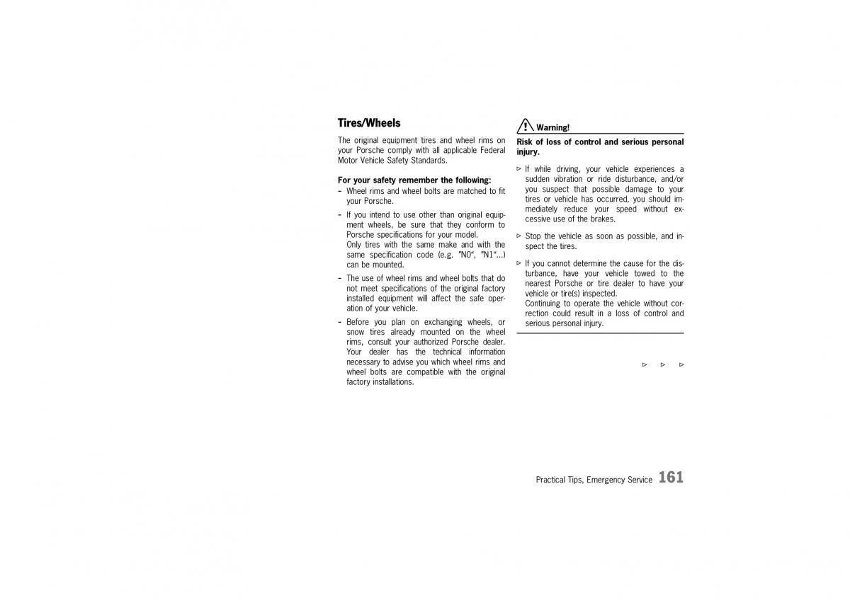 Porsche 911 996 owners manual / page 161