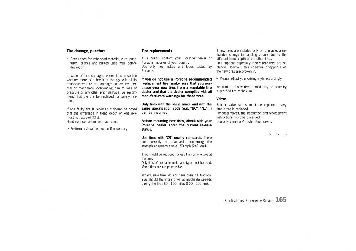 Porsche 911 996 owners manual / page 165