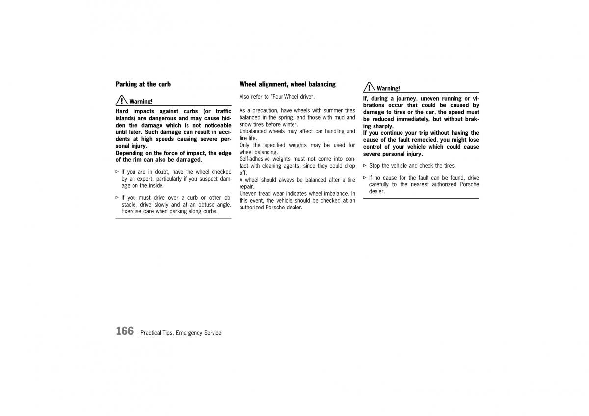 Porsche 911 996 owners manual / page 166