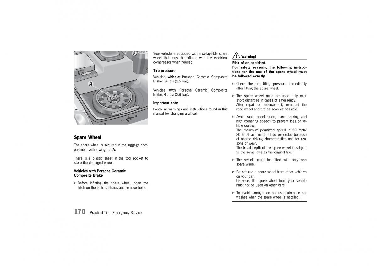 Porsche 911 996 owners manual / page 170