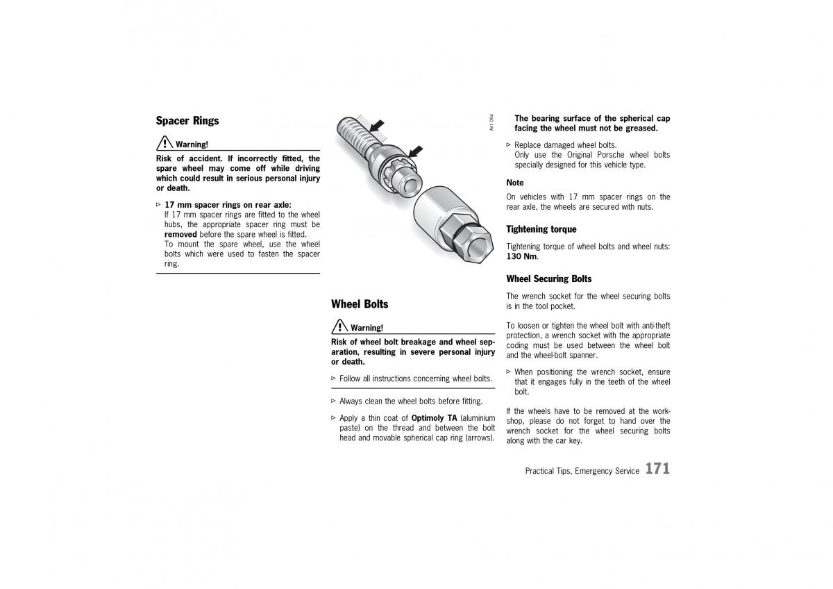 Porsche 911 996 owners manual / page 171