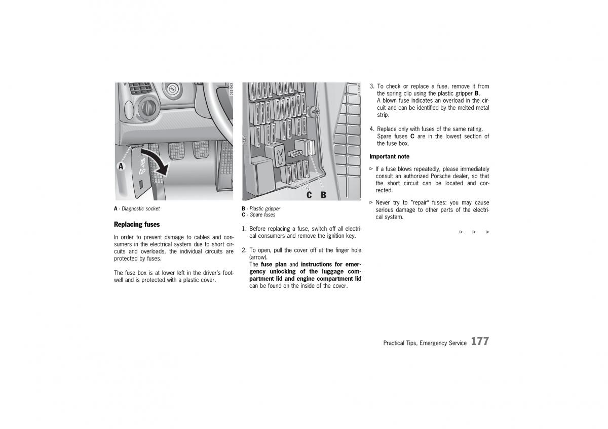 Porsche 911 996 owners manual / page 177