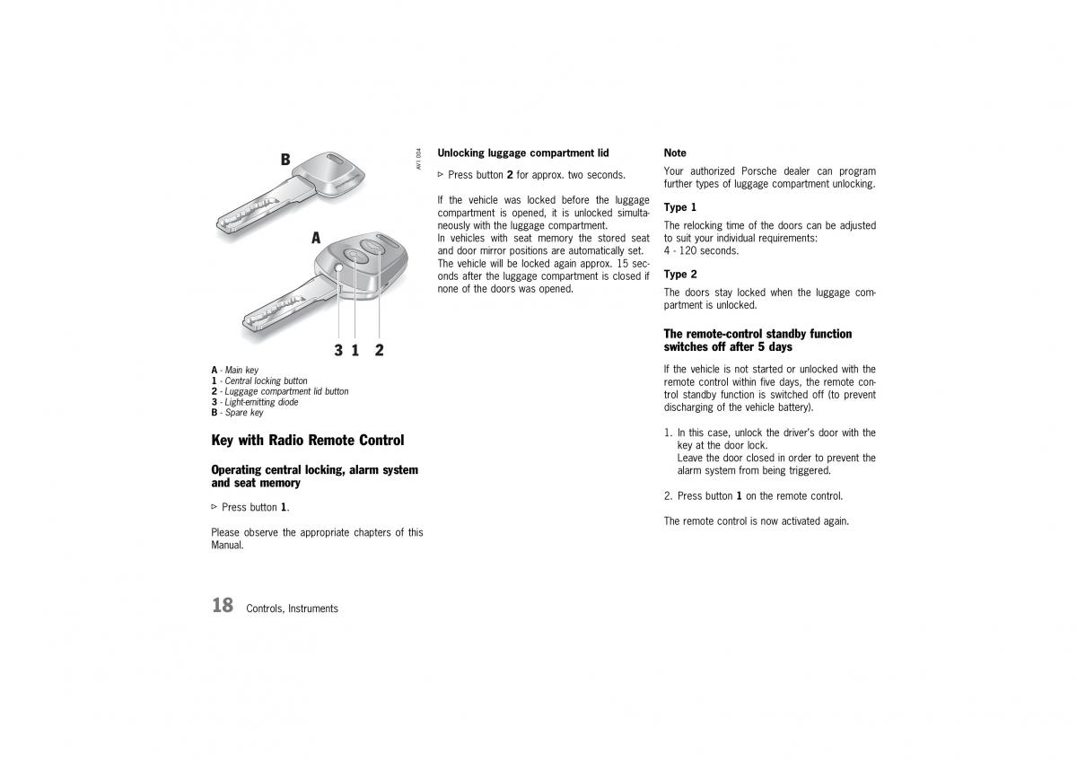 Porsche 911 996 owners manual / page 18