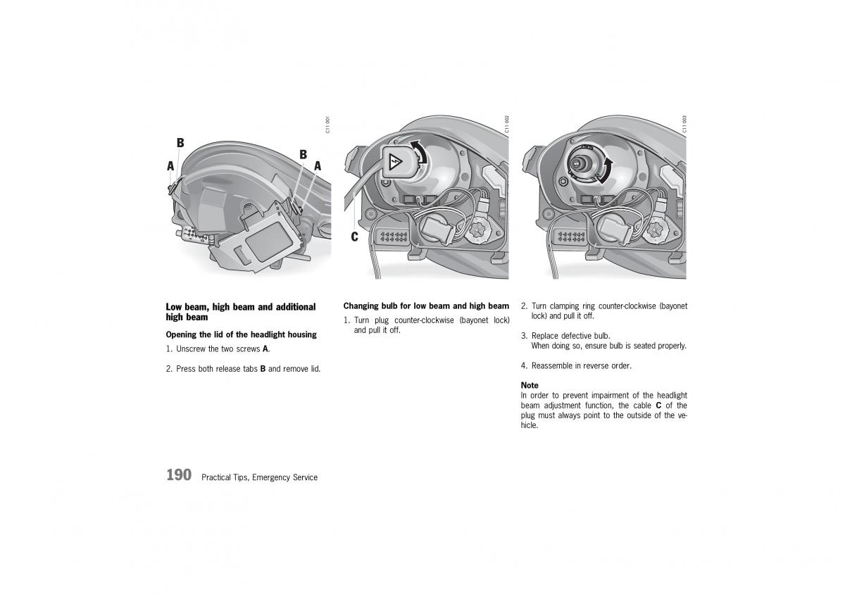 Porsche 911 996 owners manual / page 190