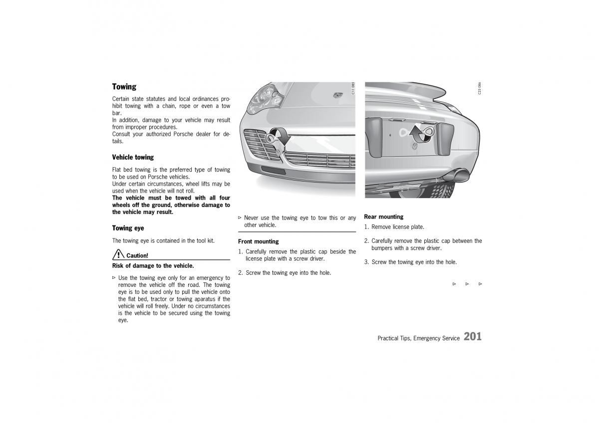 Porsche 911 996 owners manual / page 201