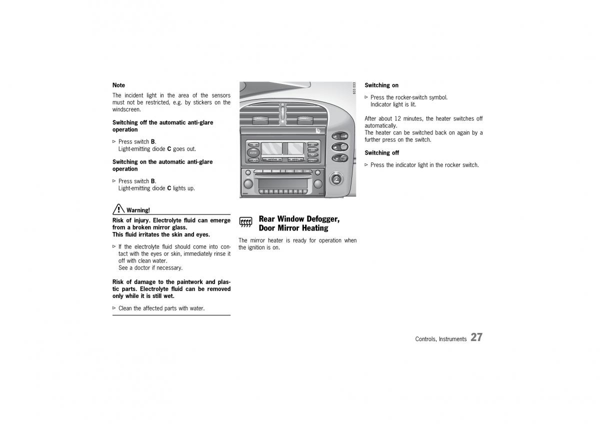 Porsche 911 996 owners manual / page 27
