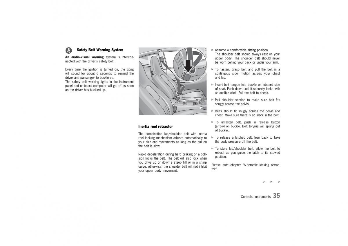 Porsche 911 996 owners manual / page 35