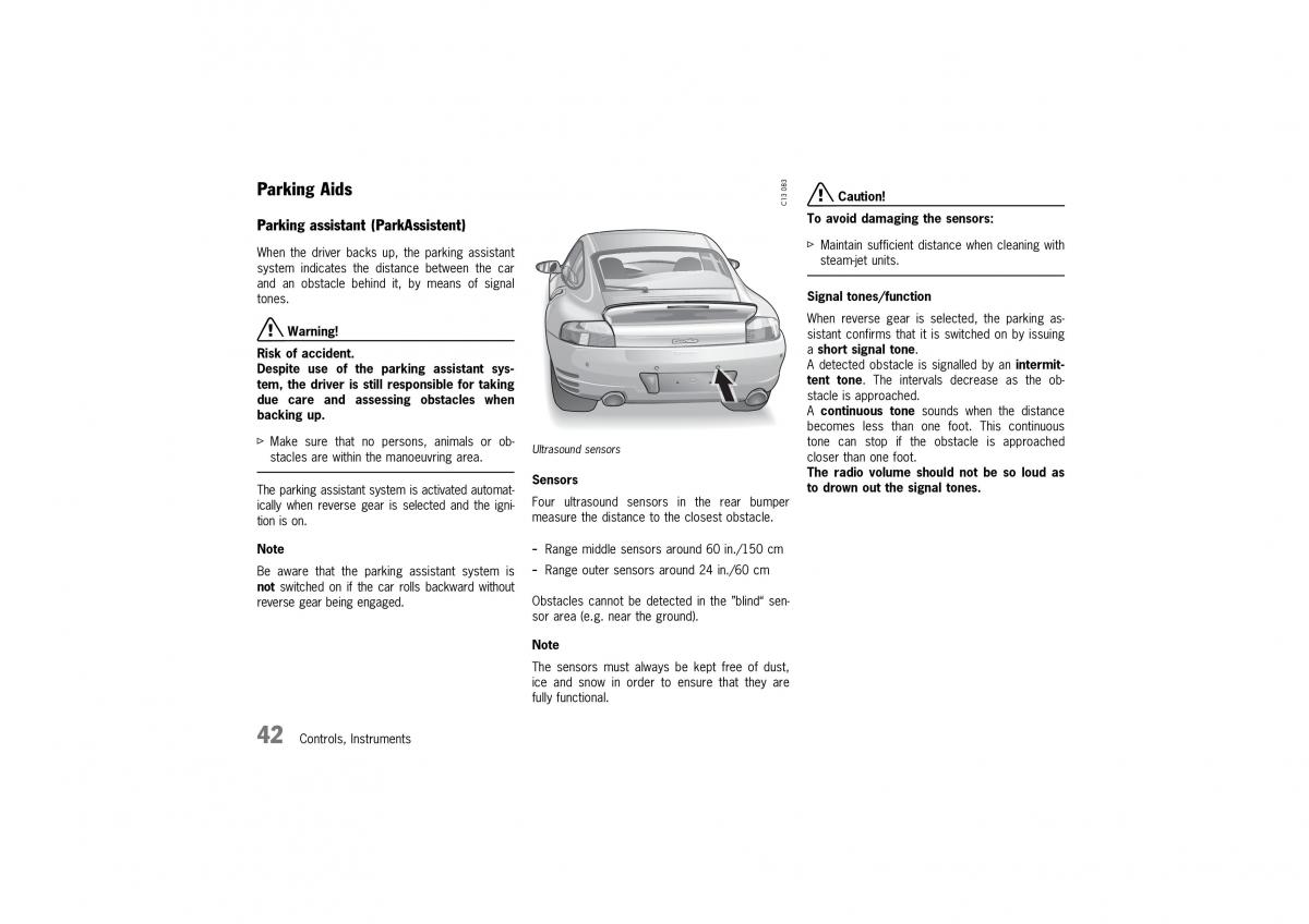 Porsche 911 996 owners manual / page 42