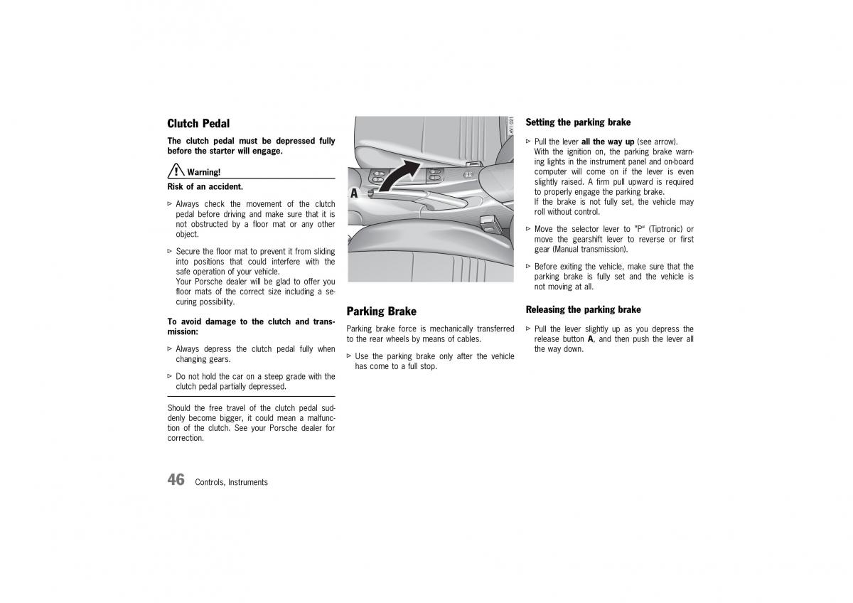 Porsche 911 996 owners manual / page 46