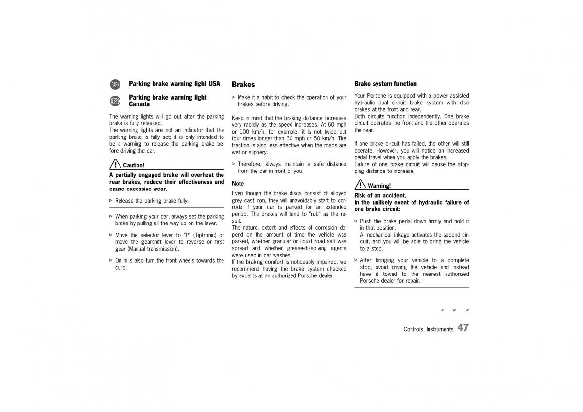 Porsche 911 996 owners manual / page 47