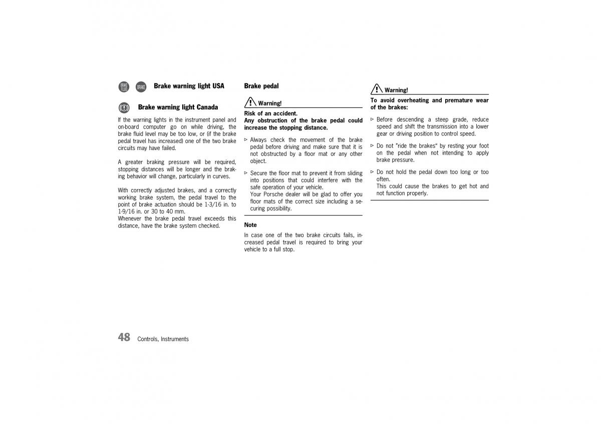 Porsche 911 996 owners manual / page 48