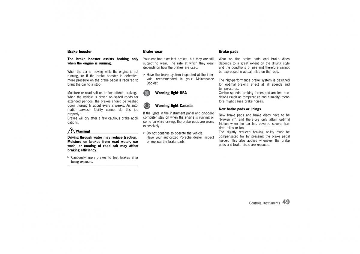 Porsche 911 996 owners manual / page 49