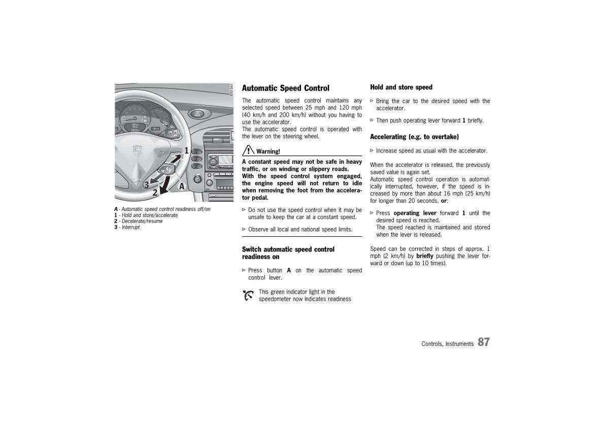 manual  Porsche 911 GT2 996 owners manual / page 87