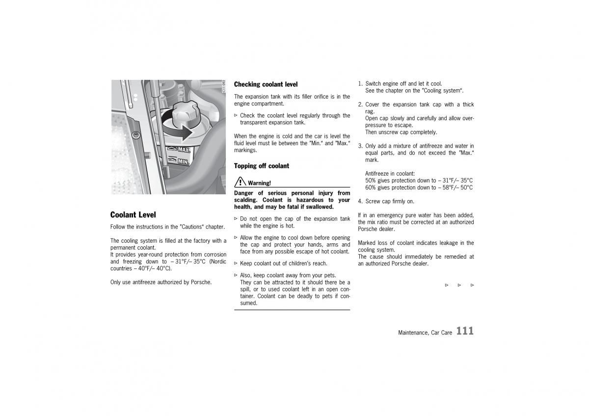 manual  Porsche 911 GT2 996 owners manual / page 111