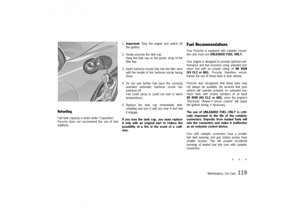 manual  Porsche 911 GT2 996 owners manual / page 119