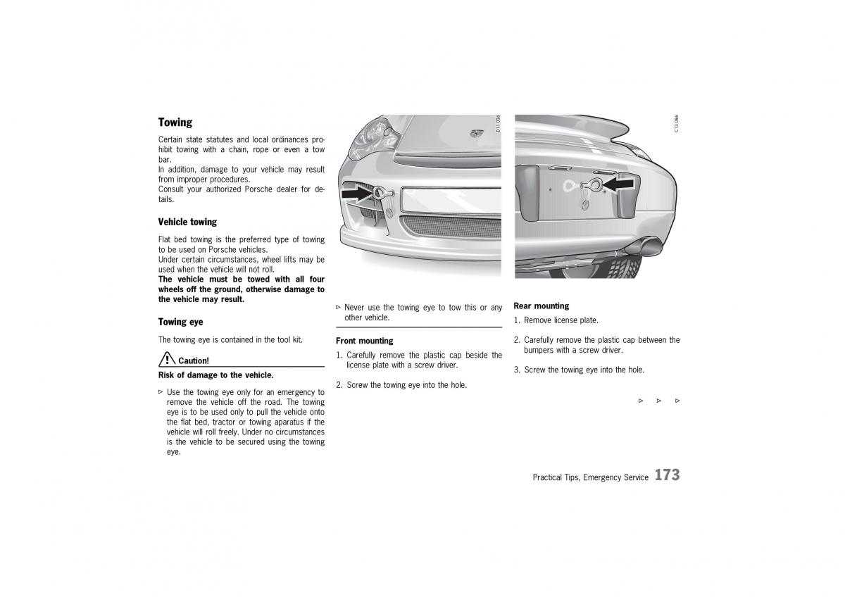 manual  Porsche 911 GT2 996 owners manual / page 173