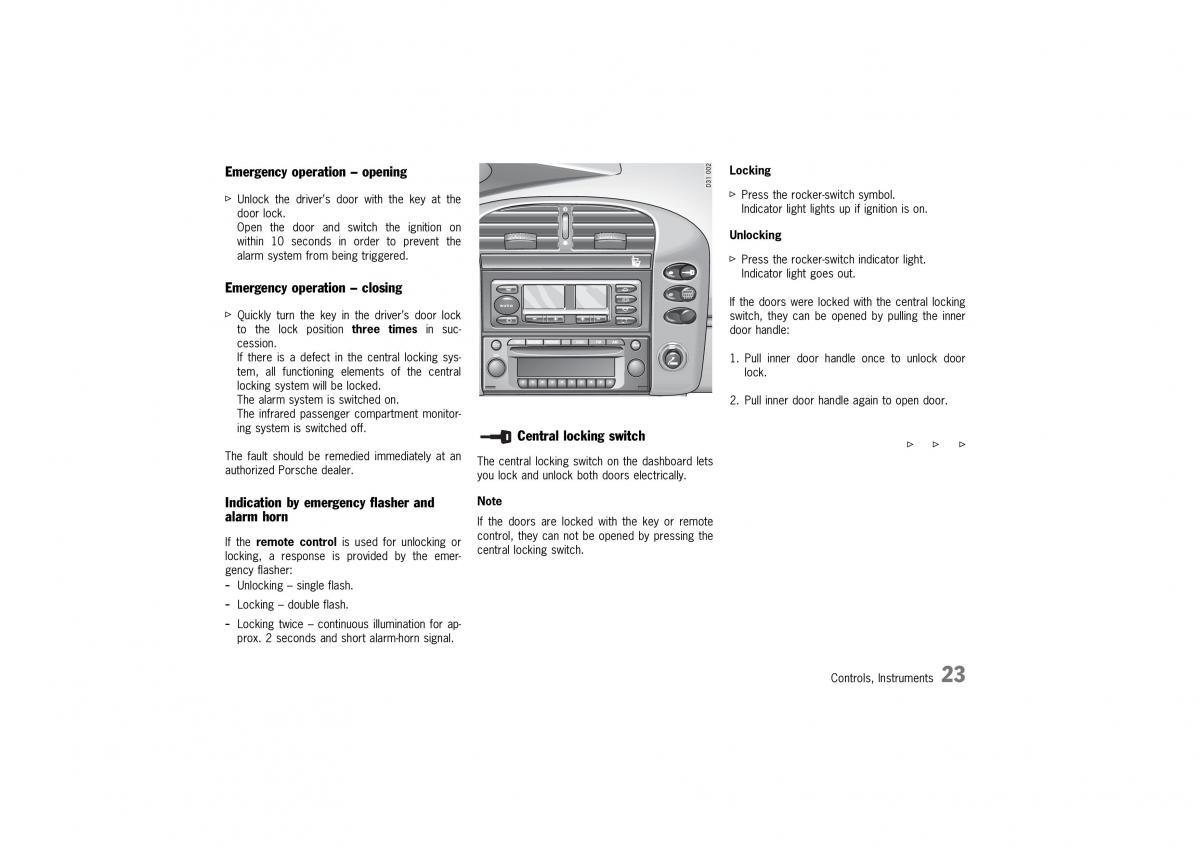 Porsche 911 GT2 996 owners manual / page 23