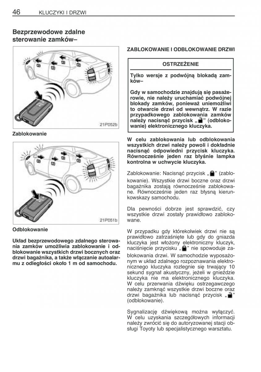 Toyota Prius II 2 NHW20 instrukcja obslugi / page 59