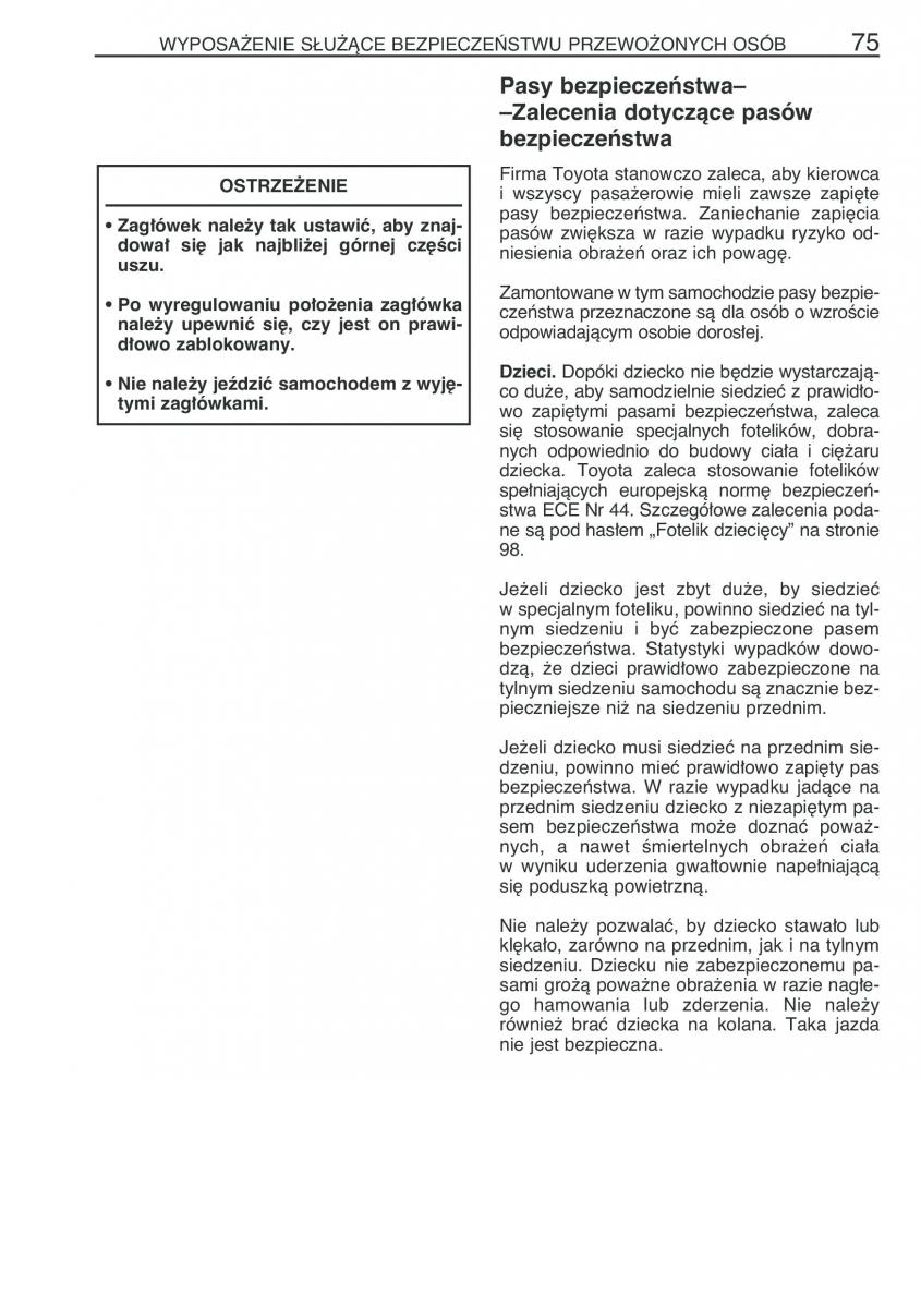 Toyota Prius II 2 NHW20 instrukcja obslugi / page 88