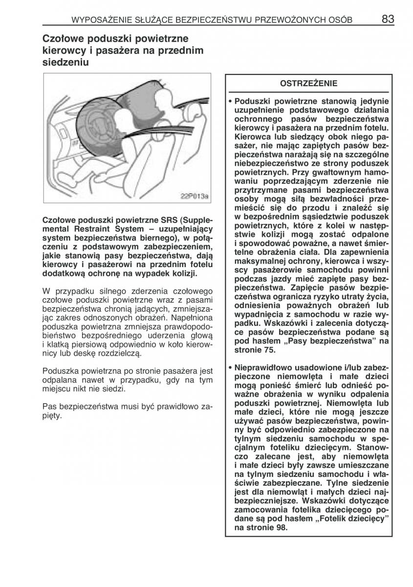 Toyota Prius II 2 NHW20 instrukcja obslugi / page 96