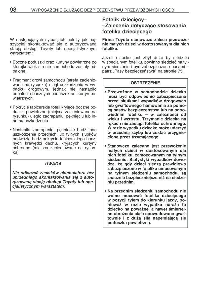 Toyota Prius II 2 NHW20 instrukcja obslugi / page 111