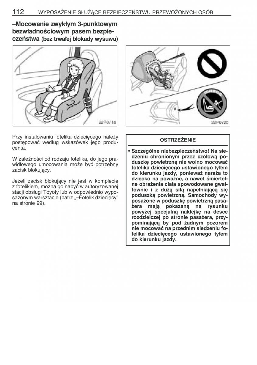 Toyota Prius II 2 NHW20 instrukcja obslugi / page 125