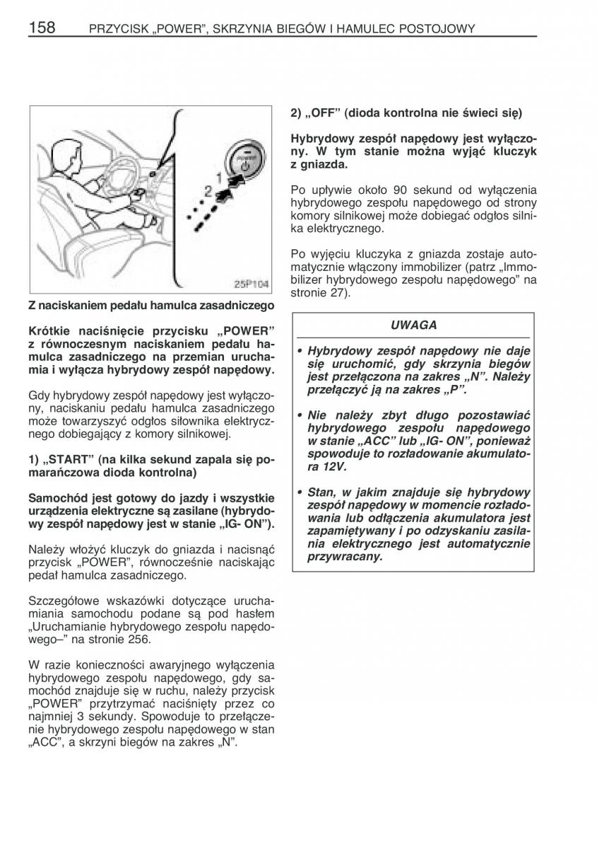 Toyota Prius II 2 NHW20 instrukcja obslugi / page 171