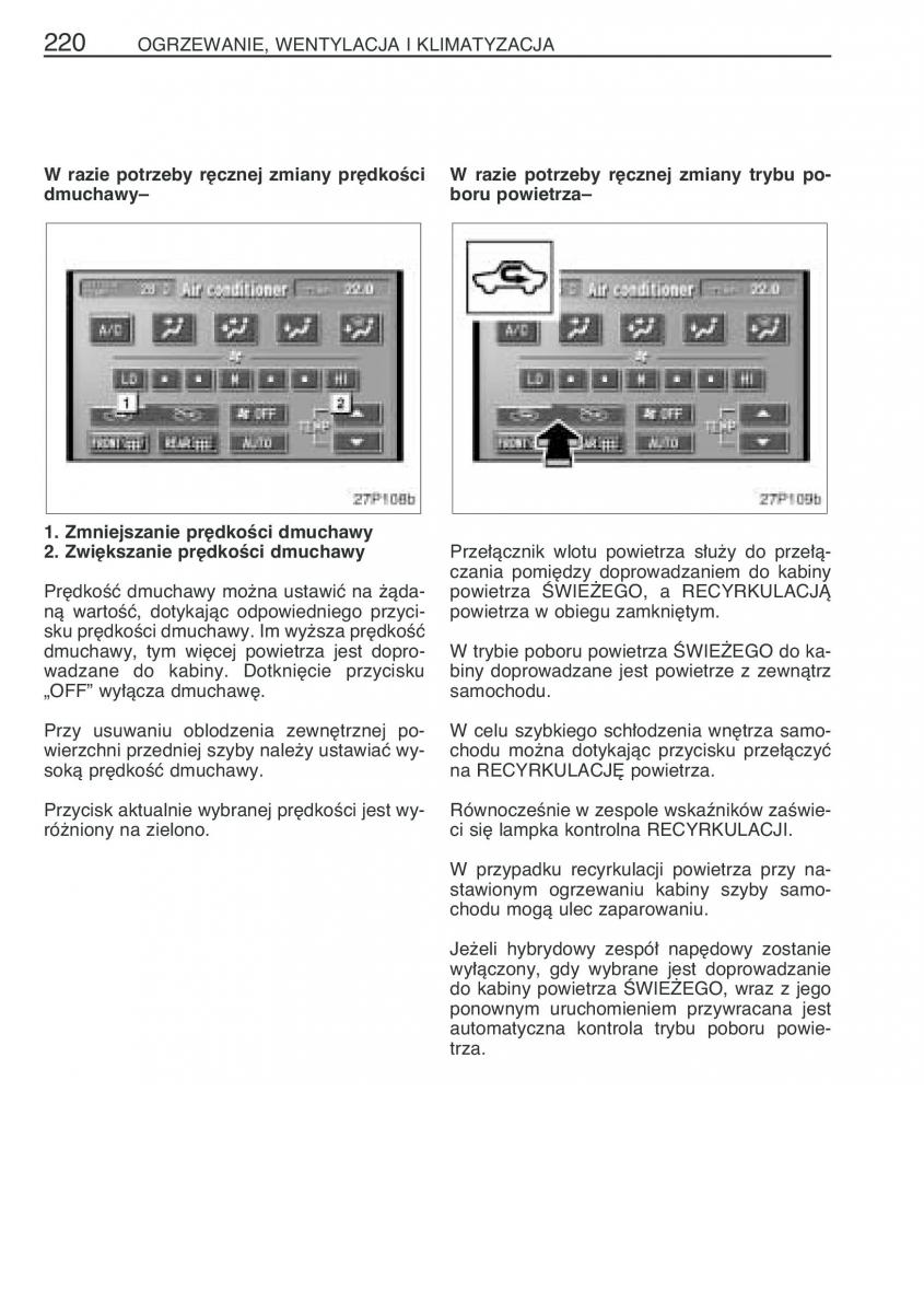 Toyota Prius II 2 NHW20 instrukcja obslugi / page 233