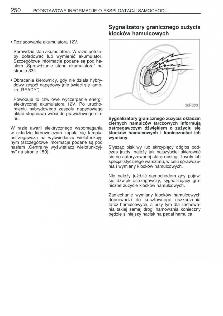 Toyota Prius II 2 NHW20 instrukcja obslugi / page 263