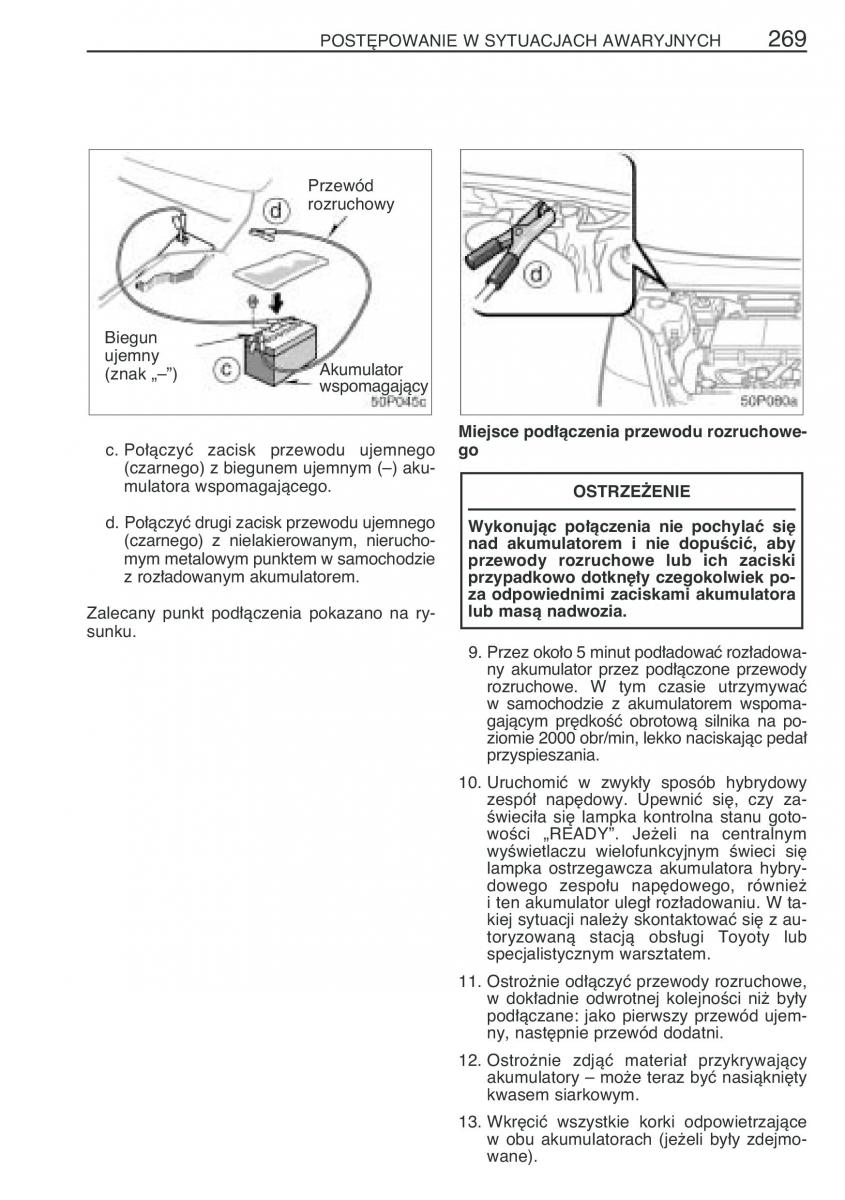 Toyota Prius II 2 NHW20 instrukcja obslugi / page 282