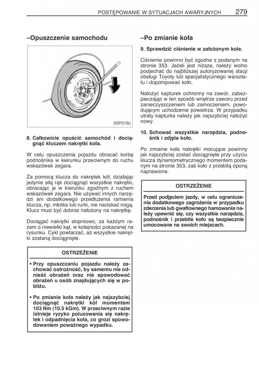 Toyota Prius II 2 NHW20 instrukcja obslugi / page 292